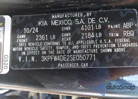 2025 Kia K4 Gt-Line from USA, damaged, VIN 3KPFW4DE2SE050771